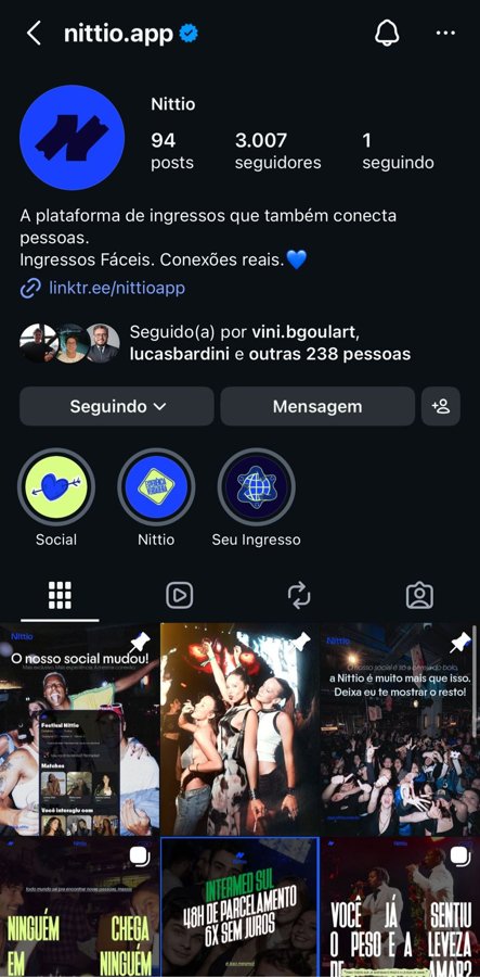 Perfil da Nittio no Instagram